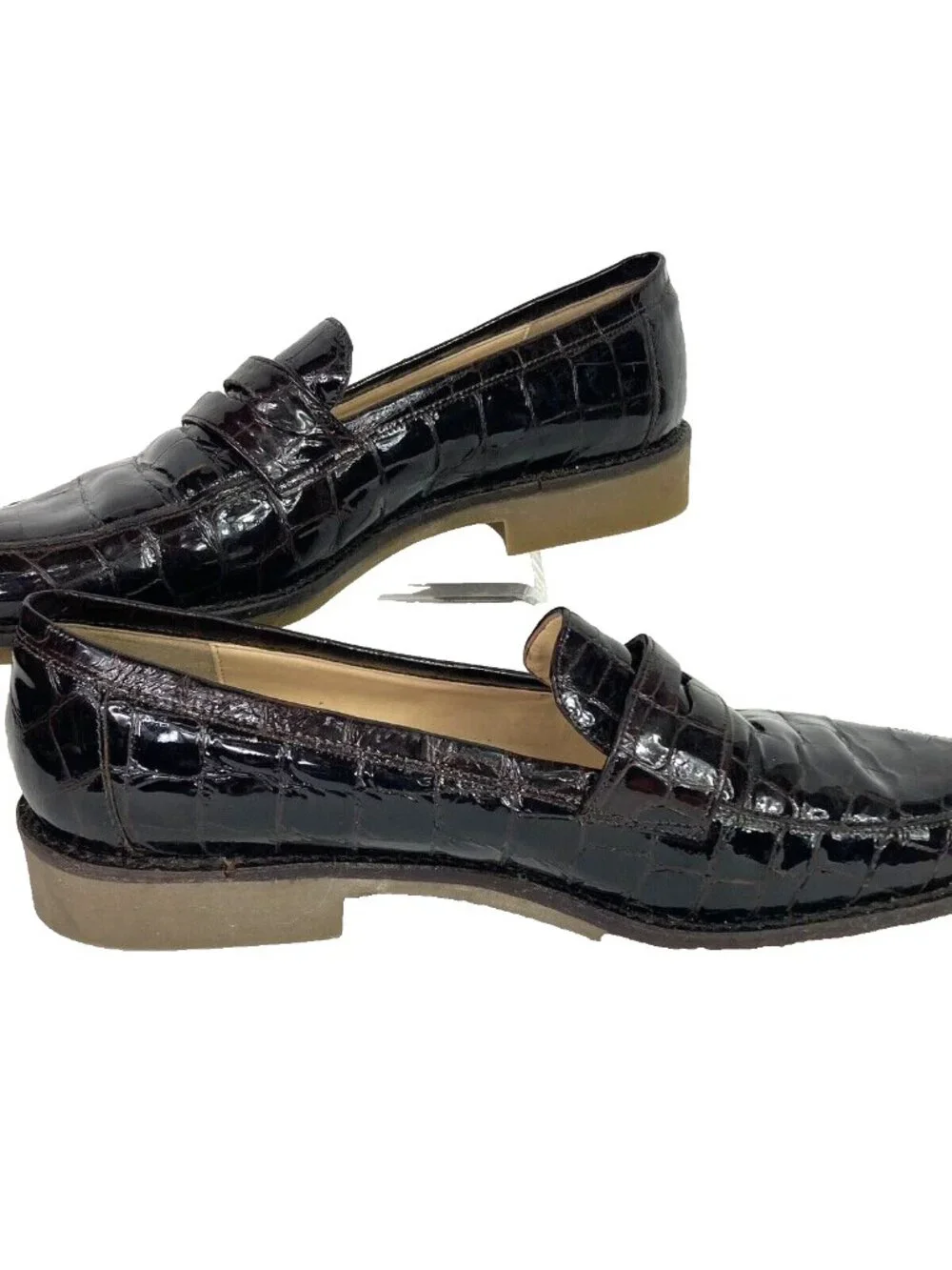 Bandolino Loafers Womens 7.5(M) Brown-Etched Leather-Dress Shoe-#105 Italy Made